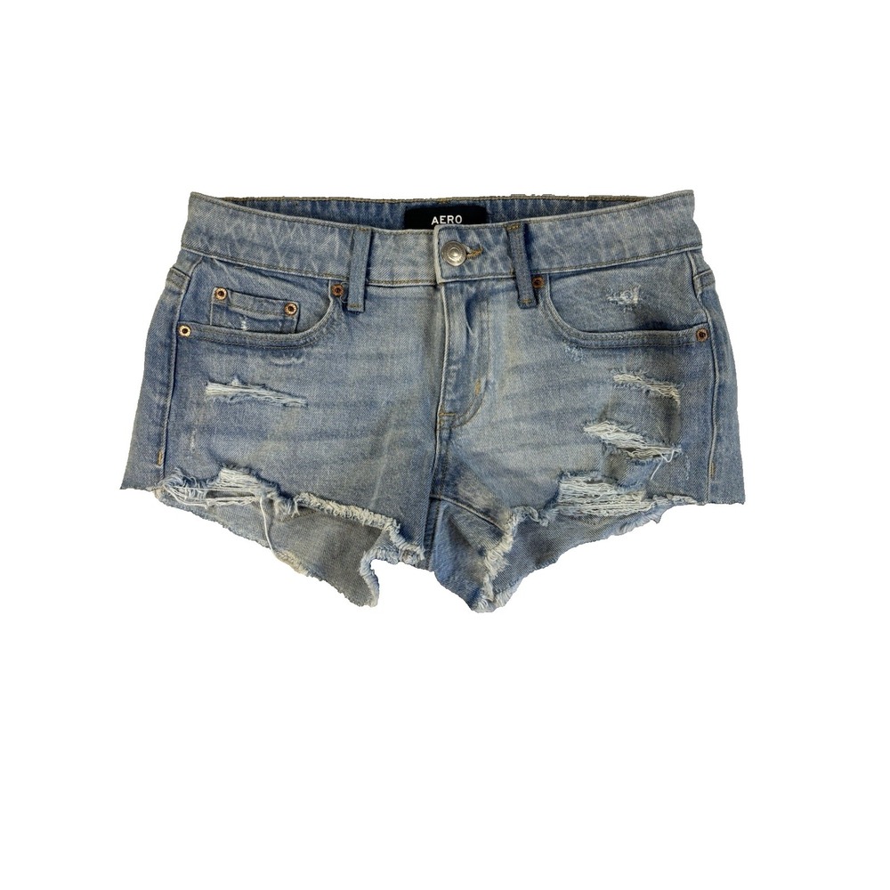 Aero Women's 29" Ripped Distressed Denim Booty‎ Shorty Shorts Rockabilly Baddie